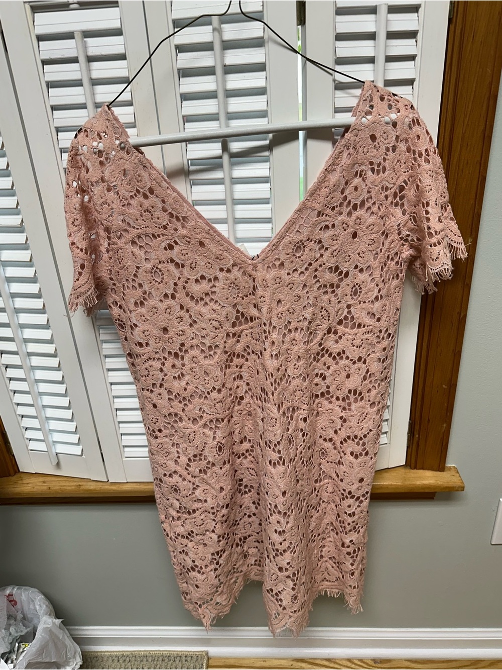 Bb Dakota  Pink Crochet Lace V-Neck dress sz small NWTS